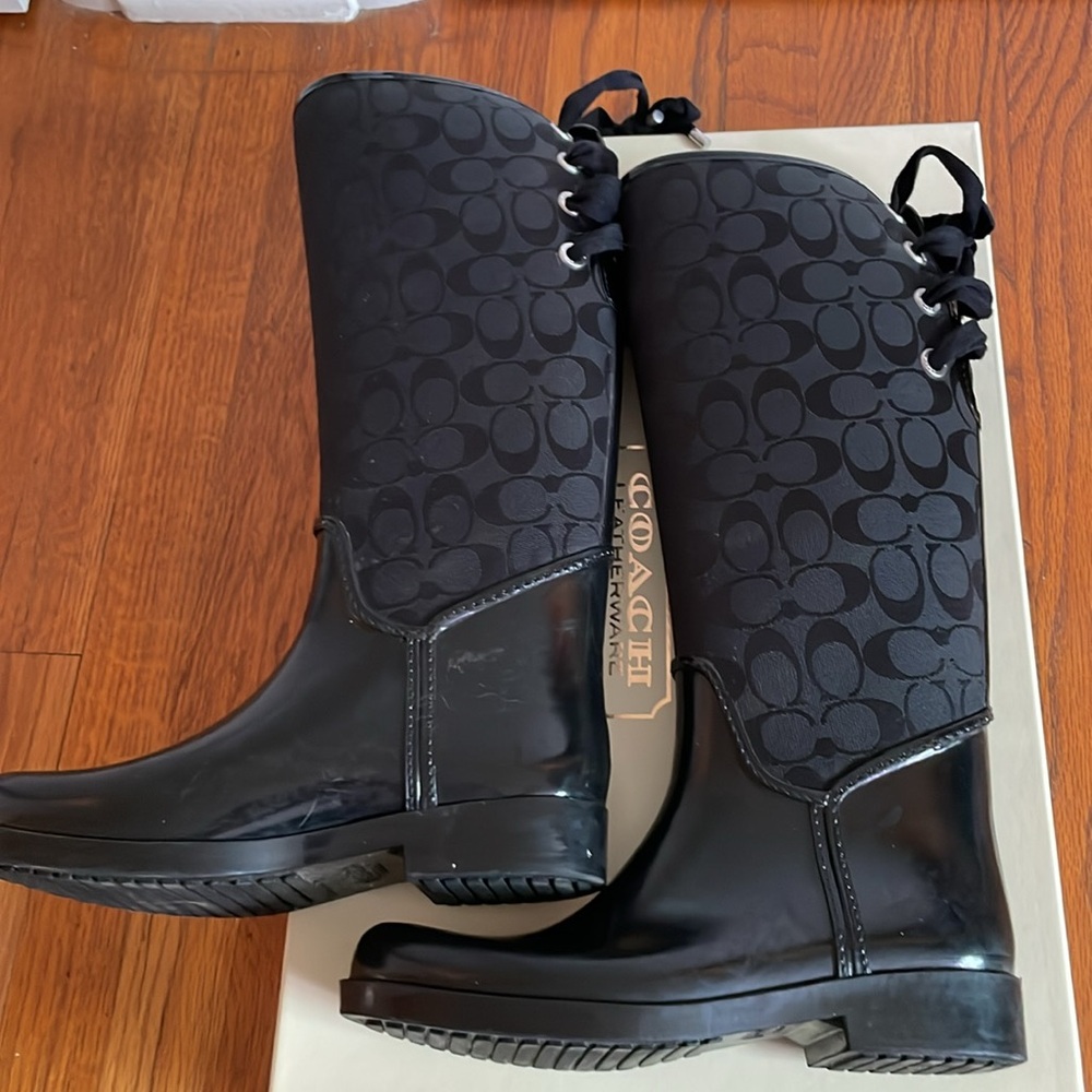 Coach Women's Tristee Black Rain Boots - Picture 4 of 10